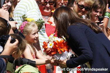 Catherine, Duchess of Cambridge greets admirers in Slave Lake, AB