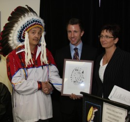 (From left): Enoch Cree Nation Chief Harry Sharphead, NorQuest College Board of 