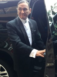 Actor Duane Howard attended the Academy Awards in a tuxedo designed by Dorothy G
