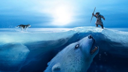 Traditional Inuit story of the nanurluk, a bear the size of an iceberg