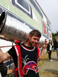 Willie Mitchell visits Namgis First Nation with the Stanley Cup.