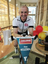 Don Patterson as he starts his eight hour spin in support of YMCA youth programs