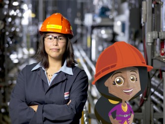 Engineer Jessica Vandenberghe is joined by an avatar from EnGenious.ca