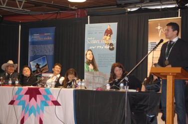 U of A Native Studies Panel - Wab Kinew at podium