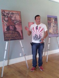 Artist Philip Cote with posters
