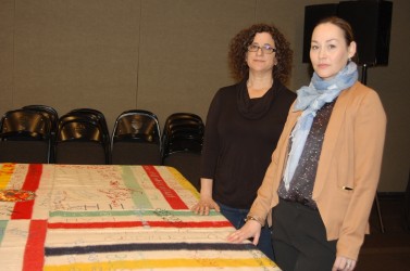 Curator Jaimie Isaac (right), a member of the Sagkeeng First Nation, and artist 
