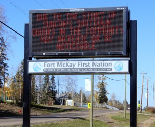 Sign at Fort McKay First Nation in northern Alberta.