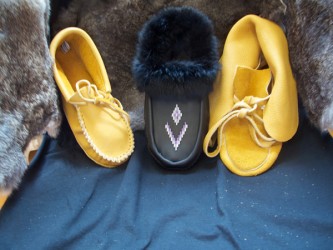 Some sample moccasins from Manitobah Moccasins
