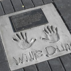 Willie Dunn's handprints on Aboriginal Walk of Honour in Edmonton