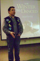 Niigaanwewidam James Sinclair at the launch of The Winter We Danced at Toronto’s
