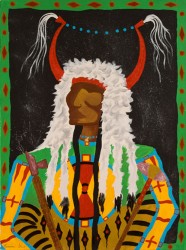 Top: Blackfoot Warrior with Buffalo Horn Bonnet by Terrance Guardipee (Blackfeet