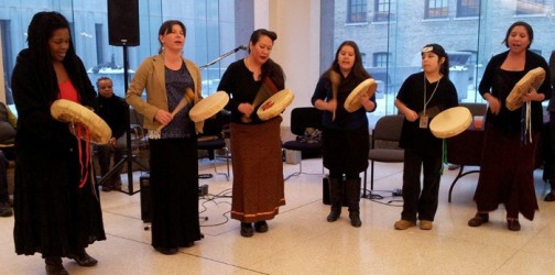 Spirit Wind sings at the Feb. 3 opening of U of T’s Office of Indigenous Medical