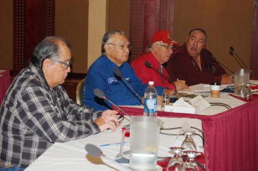 Samson Cree Nation delegation (from left) Councillor Pat Buffalo, Henry Lightnin