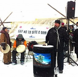 Members of the Treaty 8 First Nations held a rally outside of the Site C dam