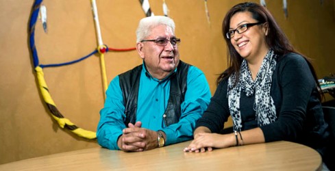 Tony Arcand, from the Alexander First Nation, meets with a student