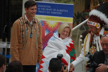 Mayor Don Iveson, Premier Rachel Notley, and Grand Chief Tony Alexis