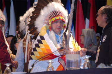 New National Chief Perry Bellegarde: Draped in a blanket from the Manitoba Chief