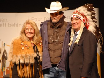 Jim Gladstone (centre) with Truth and Reconciliation Commission members 