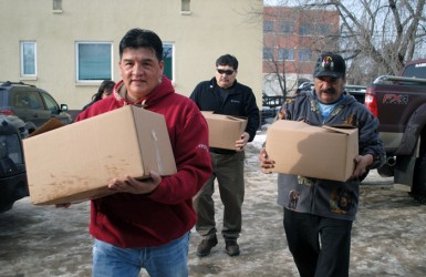 Boxes of elk meat donated to the Prince Albert Food Bank