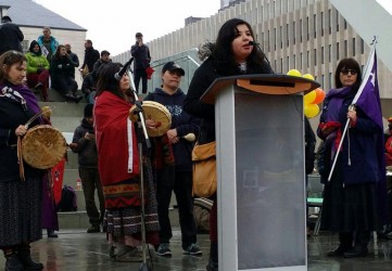 Vanessa Gray speaking at the Toronto Rally against Bill C-51, March 14.