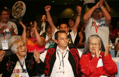Shawn Atleo and supporters hear AFN election results