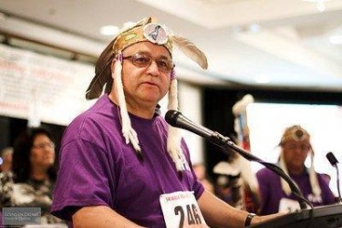 Patrick Madahbee, Grand Council Chief of Anishinabek Nation speaking in Toronto 