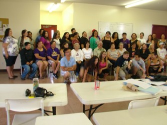 Graduation class from Oneida Language 101, under the tutelage of David Kanatawak