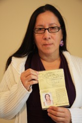 Joyce King holds the passport issued by the Mohawk Nation.