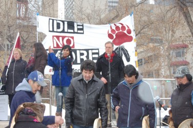 Idle No More and Common Causes rally organizers Morningstar Mercredi (left) and 