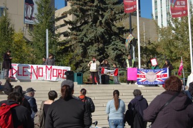 Idle No More rally in Edmonton, chiding the governments for