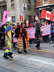 Jingle Dress Dancers in Toronto, Valentine’s Day Ceremony for MMIW.