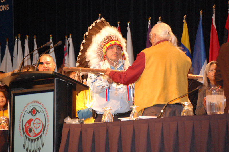 Perry Bellegarde receives stick