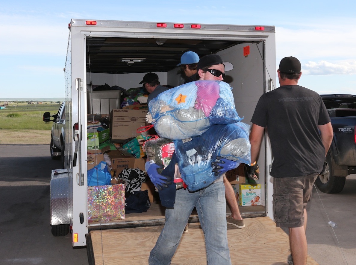 Offloading trailer at Siksika