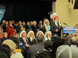 Chief Charles Weaselhead speaks at Kainai