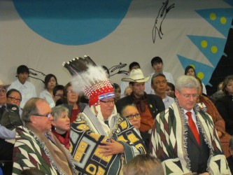 Minsiter Valcourt, Charles Weaselhead, PM Harper