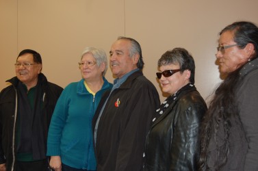 Congress of Aboriginal Peoples National Chief Dwight Dorey (centre) 