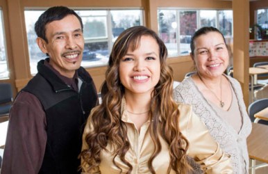 Lorna Bull (left) with husband Leroy and daughter Ayla