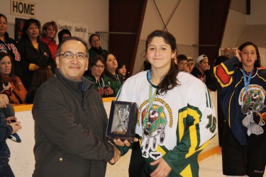 Sydney Daniels accepts her award for making the all-star team