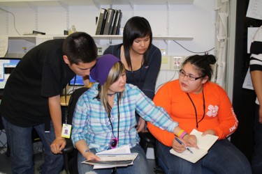 L to R: Jontae DesRoches, Shaeden Klein, Jennessa Herman (standing), Tara Janvie