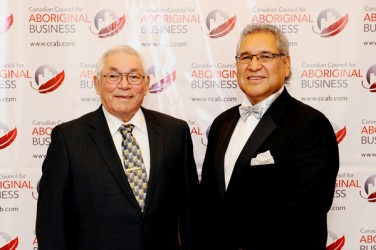 Aboriginal Business Hall of Fame: David Tuccaro (right) and Gregory Koostachin. 