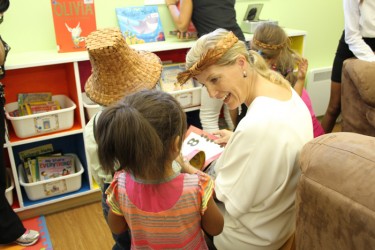 After cutting the ribbon to the new library at Ditidaht, the Countess of Wessex,