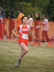 Jessie Lilly competing in the Peace Hills cross country race. 