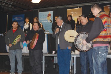 Samson Elder Cecil Nepoose welcomes participants and panel speakers 