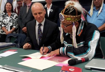 Grand Council Chief Patrick Madahbee, Anishinabek Nation and Michael Sherar, CEO