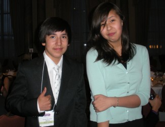 Peerless Lake students Taron Okemnow (left) and Shavannah Anderson