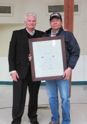 PTI President & CEO Ron Green and Saddle Lake Cree Nation Chief Eddie Makokis si