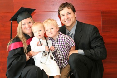 University of Alberta medical school graduate Chantal Barry is shown with her da