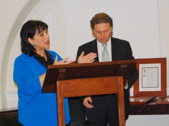 Incumbent Lesser Slave Lake MLA Pearl Calahasen, here with Education Minister Th