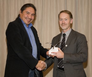 Chief Allan Adam presented award by Bob Walker