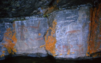 The art work along the Kipahigan Lake is most likely based on spiritual visions.
